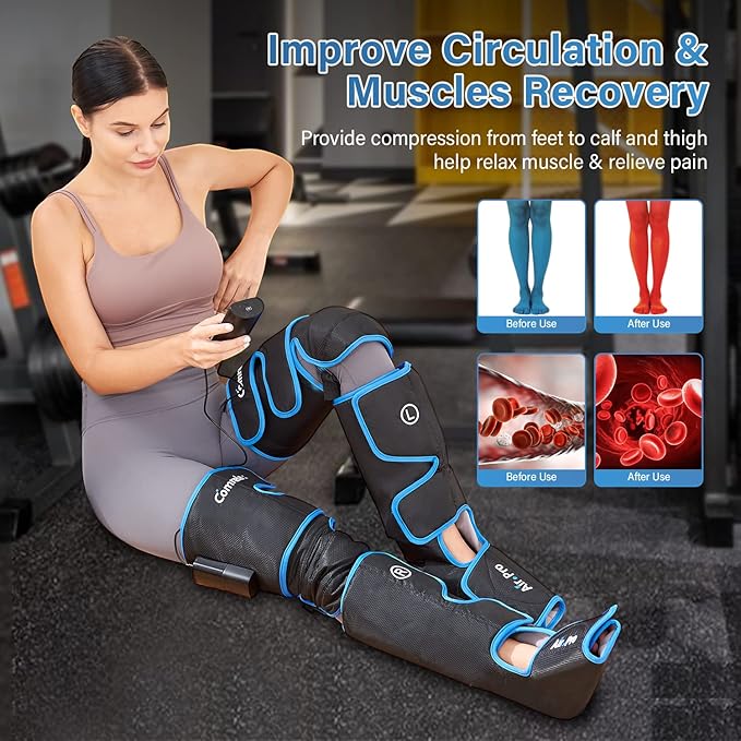 FSA Eligible HSA Approved Air Compression Leg Massager for Circulation and Recovery Full Leg Massager with Cold Therapies 3 Modes 3 Intensities Sequential Compression Device for Pain Relief