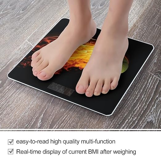 Burning Tennis Pictures Scale for Body Weight Accurate Digital Bathroom Scale Toughened Glass High Precision Scales Smart Weight Scales with Large LCD Backlight Display Weighing Machine