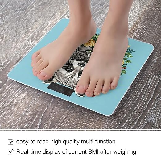 Raccoon Bathroom Scale for Body Weight LCD Display Digital Bathroom Scale Tempered Glass Bathroom Weight Scales Fashion Smart Scales for Home Bedroom 400 Lb