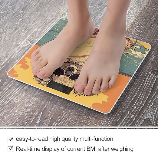 Koala Surfing Surfer Surfboard Digital Bathroom Scale for Body Weight Lighted LCD Display Round Corner