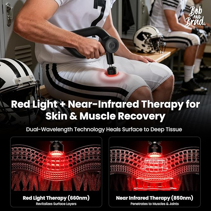 BOB AND BRAD D6 Ultra Massage Gun with Infrared Light Deep Tissue Percussion Massager Gun with 16mm Amplitude Professional Muscle Massager for Athletes Electric Handheld Massager