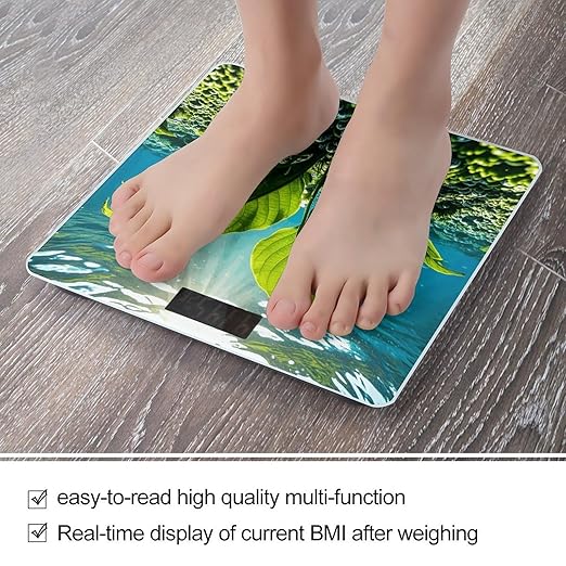 Green Sea Blue Seaweed Scale for Body Weight Digital Bathroom Scale Toughened Glass High Precision Scales for Body Weight with Large LCD Backlight Display Weight Scales