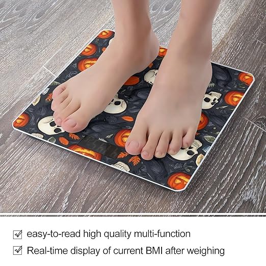 Men's Smart Scale for Body Weight Digital Bathroom Weighing Scale Automatic Switch Energy Saving Scale Halloween Raven Pumpkin Skull