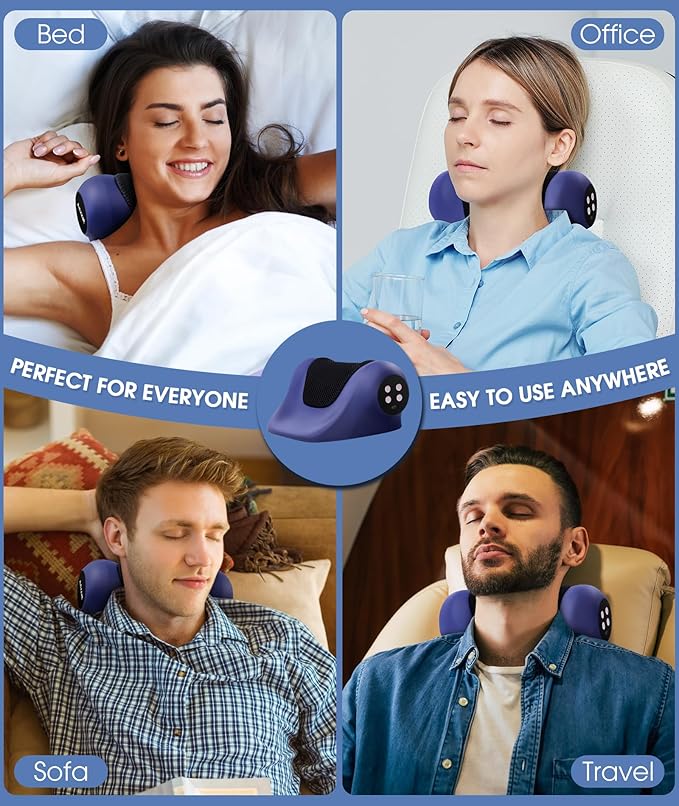 Neck Stretcher Cervical Traction Device3 Adjustable Modes Neck Traction Device Portable Heated Wireless Neck and Shoulder Relaxer Corrector Pillow for TMJ Pain Relief and Cervical Spine Alignment