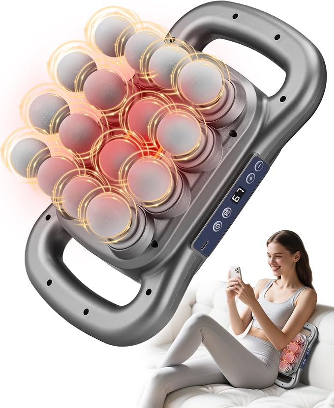 16-Head Massage Gun Set Deep Tissue Percussion Massager with 9 Modes &amp 9 Intensities Handheld Muscle Massager for Muscle Pain Relief in Back Legs Shoulders Foot