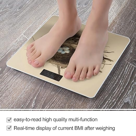 Birds Nest Scale for Body Weight Highly Accurate Digital Bathroom Scale Sturdy Tempered Glass Weighing Scales with LCD Display Fashion Body Fat Smart Scales 400lb