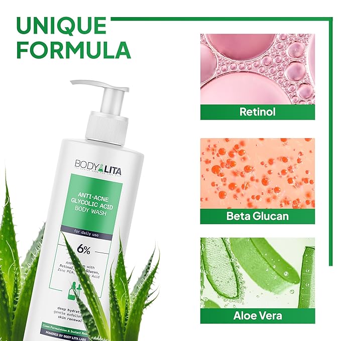 Anti Acne Glycolic Acid Body Wash for Acne Prone Skin Helps Improve Skin Texture with Salicylic and Azelaic Acid 5.07 Fl Oz (1)