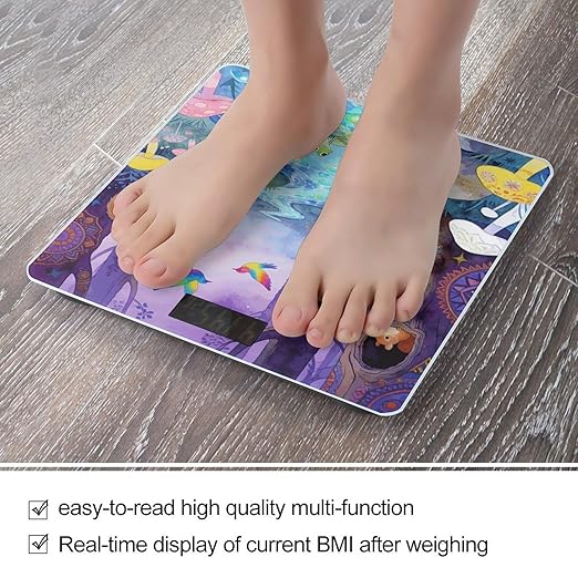 Fairy Tale Forest Smart Scale for Body Weight Digital Bathroom Scale Toughened Glass Weight Scale with Large LCD Backlight Display High Precision Scales Weighing Machine