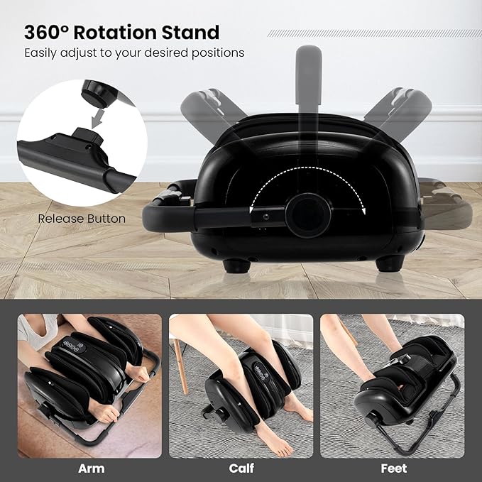 ARLIME Foot Massager with Heat Deep Kneading Shiatsu Feet Massager Machine with Compression Muscle Arm Relaxation Gifts for Elder Men Women (Black)