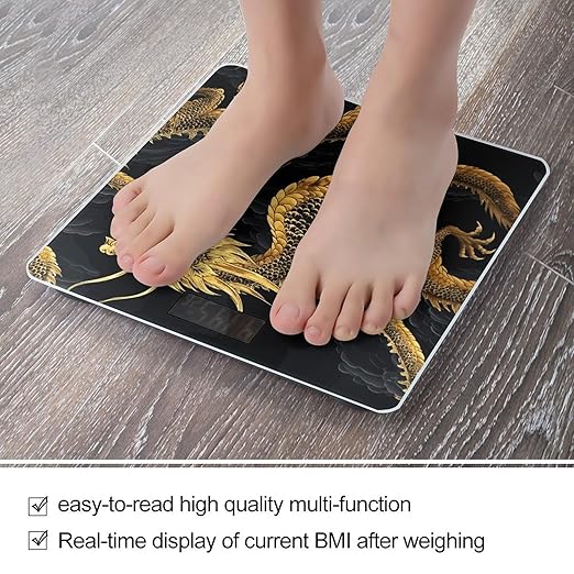 Yellow Dragon Black Background Bathroom Scale Weight Scale for Body WeightHighly Accurate Digital Weighing Machine Clear LED Display Digital Bathroom Body Scale 400lb/182kg