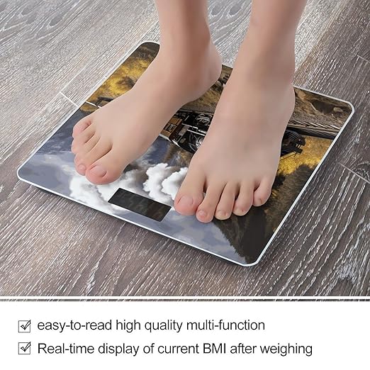 Steam Locomotive Train Bathroom Scale for Body Weight Bathroom Weighing Scale with Backlit LCD Display Highly Accurate Measures Weight Up to 180kg