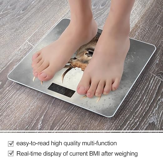 Animal Deer Scale for Body Weight Anti-Slip Tempered Glass Digital Bathroom Scales Clear LCD Display Weighing Scale Safe Rounded Corners Smart Scales