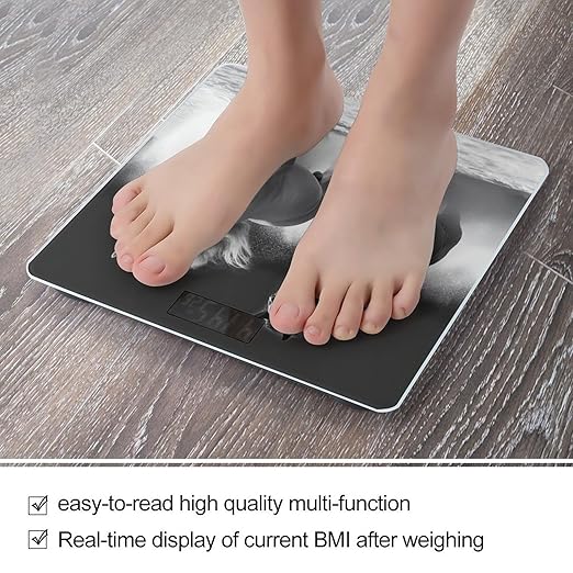 Black and White Horses Running Bathroom Scale Large LCD Backlight Display Digital Scale Rounded Corners Body Scales Automatic Power On/Off Bathroom Scales for Home Bedrooms