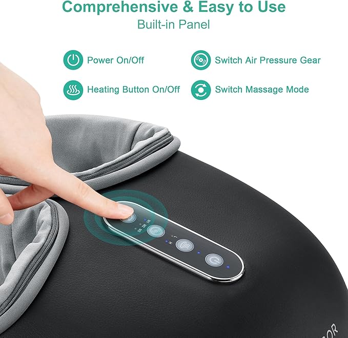 Medcursor Foot Massager with Heat - Shiatsu Feet Massage Machine Delivers Relief for Tired Muscles &amp Plantar Deep Kneading Therapy Multi-Level Settings for Home Office Use Size up to 13