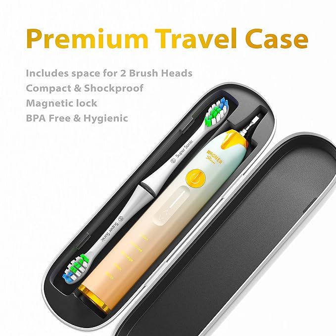 Wagner Stern Ultrasonic Toothbrush with Pressure Sensor Peach/Blue Battery Powered Unisex-Adults