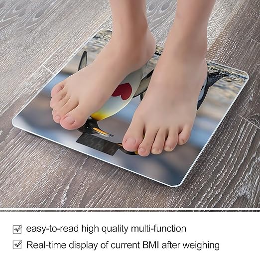 Penguin with Heart Scale for Body Weight Digital Bathroom Scale Accurate Smart Weight Scales with Large Display Weighing Machine High Precision Scales
