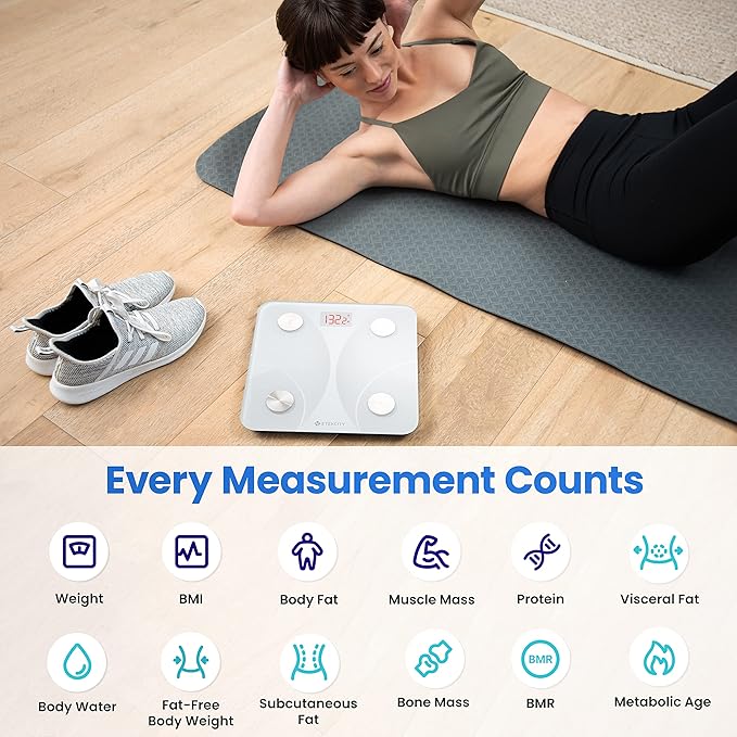 Etekcity Scale for Body Weight Smart Digital Bathroom Weighing Scales with Body Fat and Water Weight for People Bluetooth BMI Electronic Body Analyzer Machine 400lb