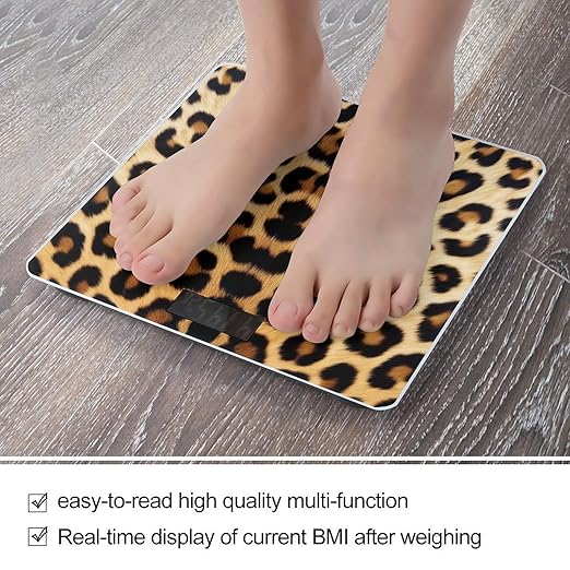 Smart Scale for Body Weight Automatic Switch Digital Bathroom Weighing Scale Wild Animal Cheetah Leopard Print