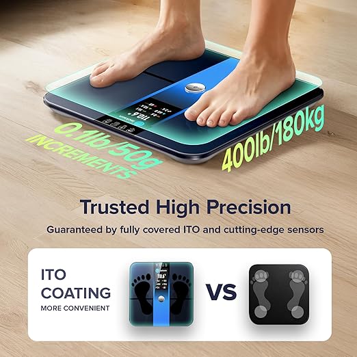 RunStar Scale for Body Weight Precision Digital Bathroom Smart Scale with 3.5 TFT Color Large Display for BMI Muscle Mass Heart Rate 22 Body Composition Analyzer Sync APP 400lb