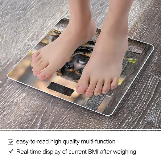 German Shepherd Puppy Scale for Body Weight Highly Accurate Digital Bathroom Body Scale Digital Bathroom Scales for People Anti-Slip Large LCD Display Smart Scales