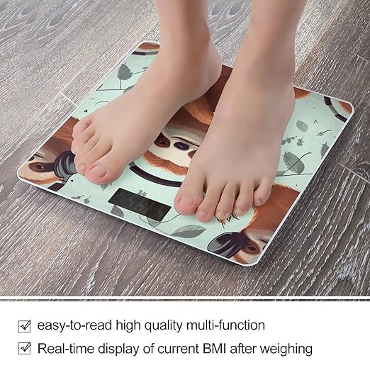 Funny Cute Animal Sloth Music Bathroom ScaleHighly Accurate Digital Weighing Machine for People Bright LED Display Weight Scale for The Aldult Home Use