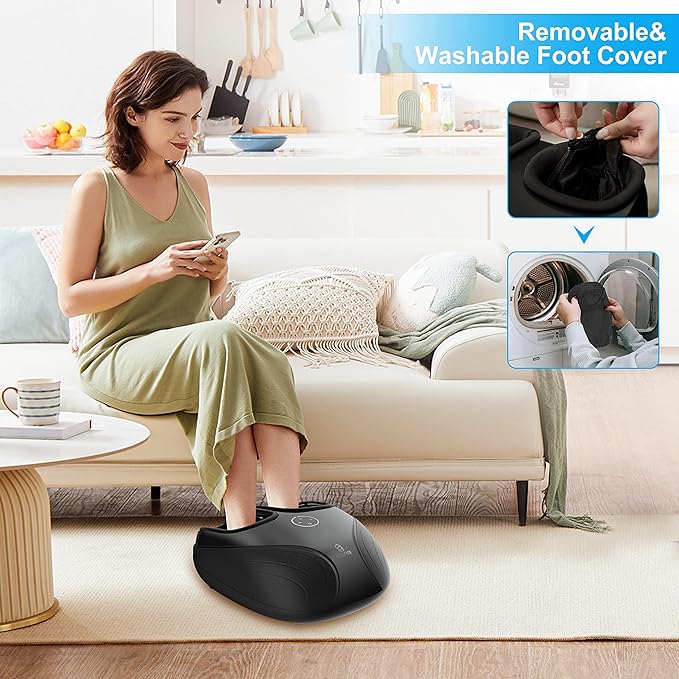 COMFIER Shiatsu Feet Massager MachineBirthday Gifts for Men&ampWomenFoot Massager with HeatKneading Rolling Compression for Plantar FasciitisNeuropathy Fits up to Men Size 12 for Home Office Use