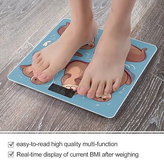 Animal Cute Brown Otters Bathroom Scale Automatic Power On/Off Body Scales LCD Backlight Display Square Digital Scale Rounded Corners Bathroom Scales for Home Bedrooms