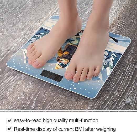 Skiing Theme Scale for Body Weight Digital Bathroom Scale Accurate Smart Weight Scales with Large Display Weighing Machine High Precision Scales