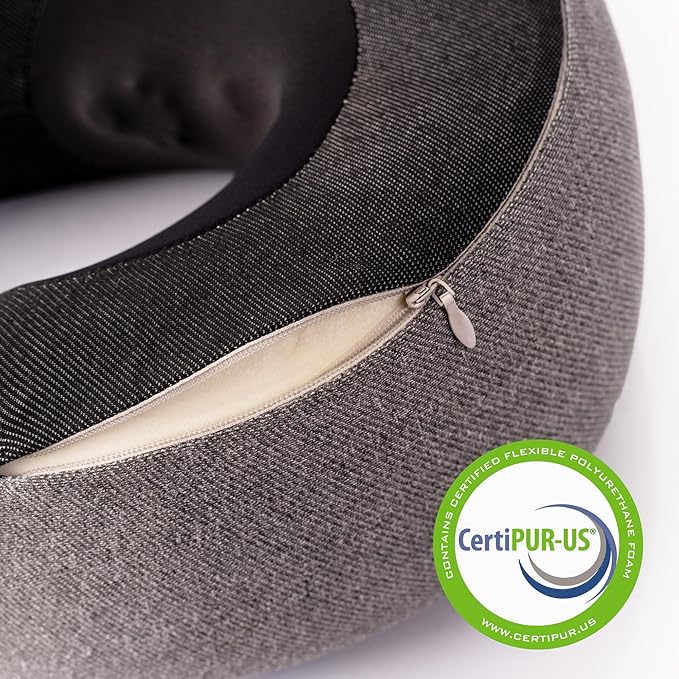 GhostBed Massaging Neck Pillow Shiatsu-Style Kneading Massager Comfortable Heated with Cover Wireless Portable Pillow Standard Size