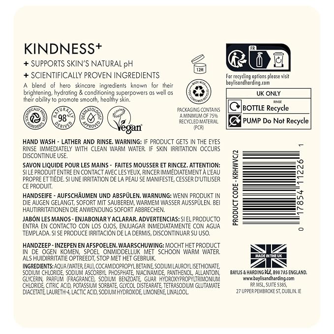 Baylis &amp Harding Kindness + Vitamin C &amp Niacinamide Orange &amp Mango Fragrance 16.9 fl. oz Cleanse &amp Glow Hand Soap (Pack of 3) - Biodegradable Formula - Vegan Friendly