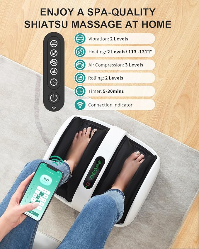 Nekteck FM01 Foot Massager and Smart Foot and Calf Massager APP Control White