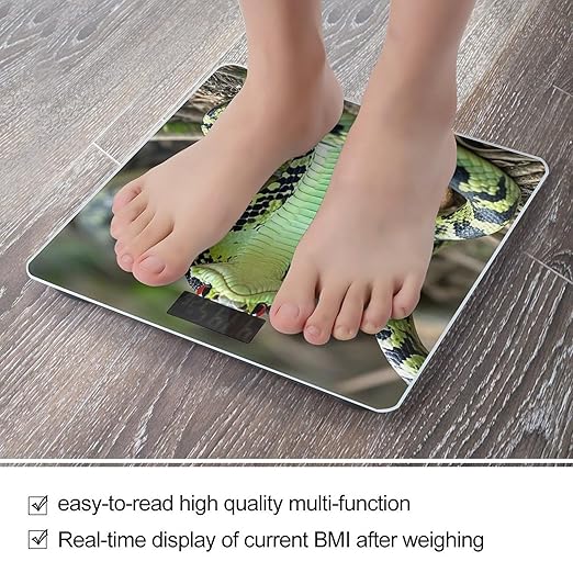 Cobra Snake Bathroom Scale for Body Weight Bathroom Weighing Scales with Back Lit LED Display Sturdy Tempered Glass Body Weight Bathroom Scale 400lb Weighing