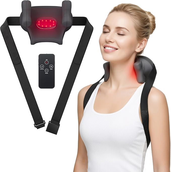Shiatsu Neck and Back Massager Cordless Shoulder Massager with Heat Electric Deep Tissue 6D Kneading Massage for Shoulder Leg Body Muscle Pain Relief Remote Control Gifts for Men Women