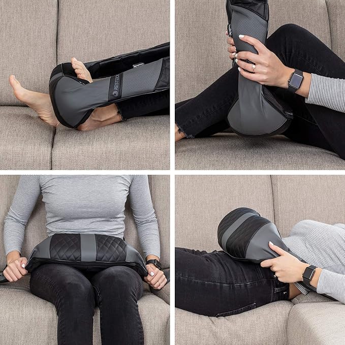 RESTECK Massagers for Neck and Back with Heat - Deep Tissue 3D Kneading Pillow Electric Shiatsu Shoulder Massage Foot LegsBody - Relieve Muscle Pain - Office Home &amp Car
