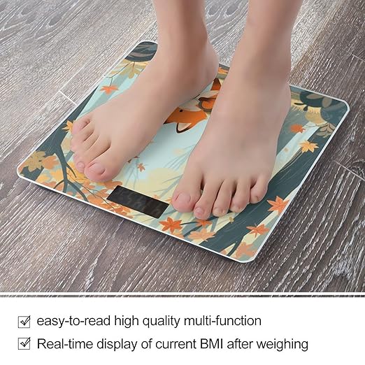 Fox_Adventure Weight Scale Large Digital Bathroom Scales with Bright LED Display Non Slip Digital Scale and Step On Fashion Weighing Machine for Body