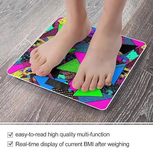 Smart Scale for Body Weight Automatic Switch Digital Bathroom Weighing Scale 80s 90s Memphis Geometric
