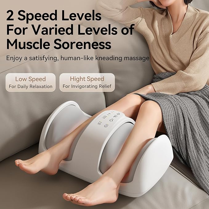 Foot and Calf Massager with Heat Cloud Foot Massager for Neuropathy Plantar Fasciitis and Circulation Shiatsu Foot Massager Machine with Massage Roller for Pain Relief Gifts for Women/Men