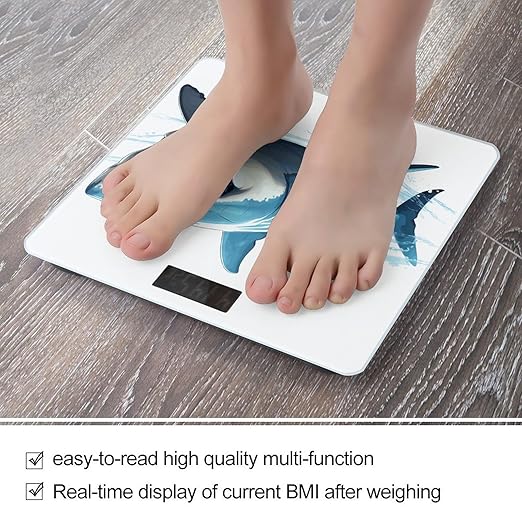 Blue Shark Bathroom ScaleHighly Accurate Digital Weighing Machine for People Bright LED Display Weight Scale for The Aldult Home Use