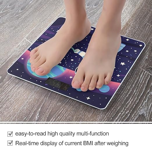 Astronaut Meets Alien Weight Scale Cute Bathroom Scale for Body Highly Accurate Digital Weighing Machine for People Compact LCD Display Scales with Sturdy Toughened Glass Scales