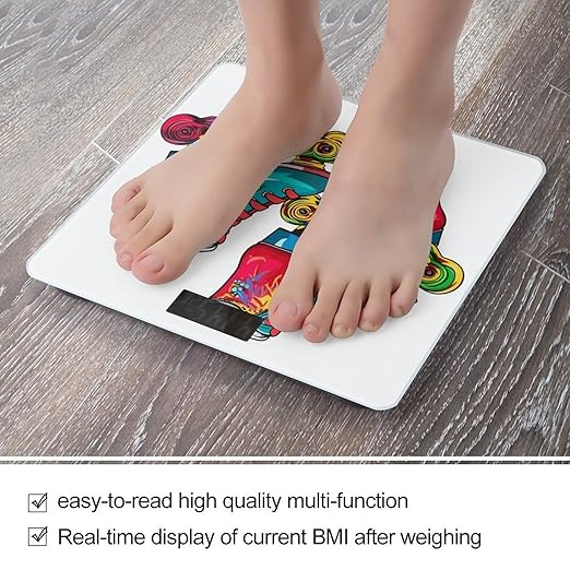 Colorful Roller Skates Scale for Body Weight Safe Rounded Corners Tempered Glass Digital Bathroom Scale LED Display 400lb Capacity Weight Scales with High Precision Sensors