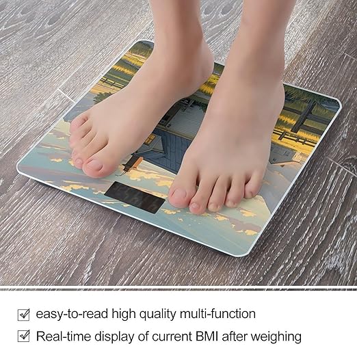 House on The Prairie Bathroom Scale for Body Weight Bathroom Weighing Scales with Back Lit LED Display Sturdy Tempered Glass Body Weight Bathroom Scale 400lb Weighing
