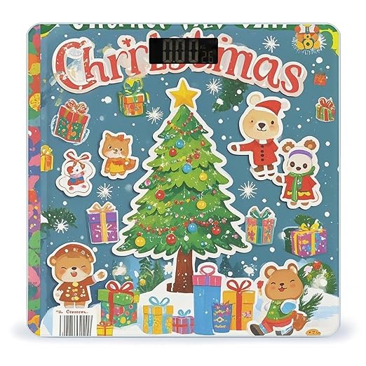 Digital Bathroom Scale for Body Weight Scale with Bright LCD Display High Accuracy Step-On Technology Auto On/Off Christmas Stickers Digital Scales 400 Lbs /180kg