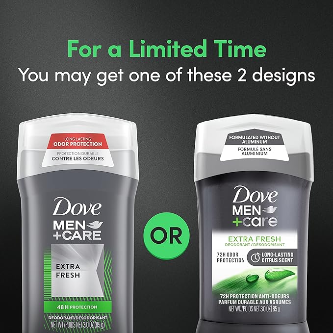 Dove Men + Care Extra Fresh Deodorant 4 Count and Body Wash 13.5 oz Bundle