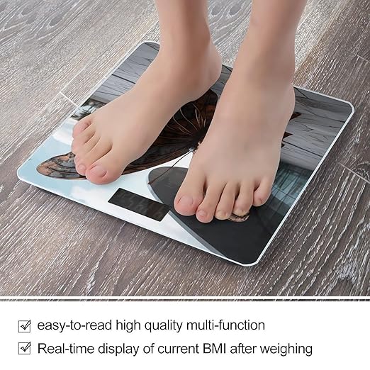 Mechanical Butterfly Scale for Body Weight Anti-Slip Tempered Glass Digital Bathroom Scales Clear LCD Display Weighing Scale Safe Rounded Corners Smart Scales