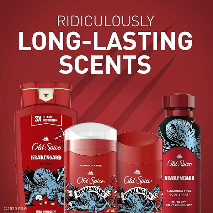 Old Spice Body Wash - Wild Collection - Krakengard - Net Wt. 16 FL OZ (473 mL) Per Bottle - Pack of 3 Bottles