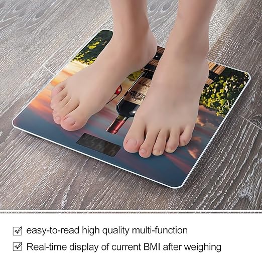 Wooden Wine Barrel on Wine Bottle Scale for Body Weight Sturdy Tempered Glass Weighing Scales with LCD Display Accurate Digital Bathroom Scale Convenient Body Fat Smart Scales Easy Read