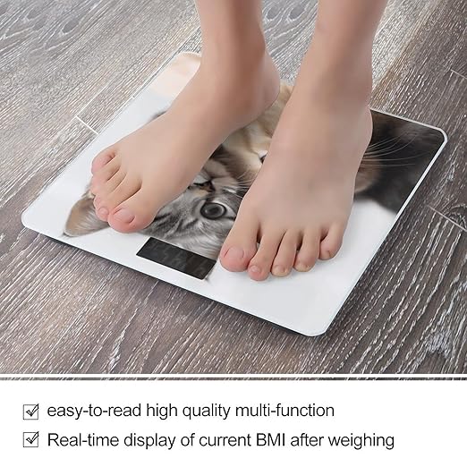 Cats Scale for Body Weight Safe Rounded Corners Tempered Glass Digital Bathroom Scale LED Display 400lb Capacity Weight Scales with High Precision Sensors