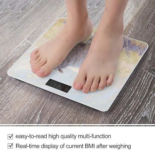 Watercolor Sheep Scale for Body Weight Sturdy Tempered Glass Weighing Scales with LCD Display Accurate Digital Bathroom Scale Convenient Body Fat Smart Scales Easy Read