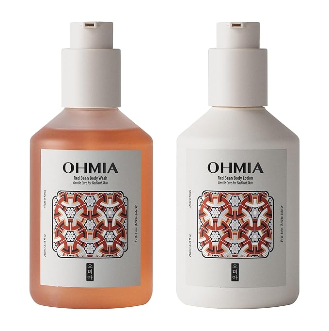 Korean Red Bean Body Lotion &amp Body wash - 24hr Hydrating Smoothing &amp Texture Care for Sensitive Skin - Peptides &amp Hyaluronic Acid - Vegan &amp Cruelty-Free - 8.45 fl oz