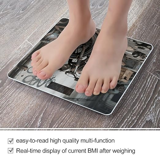 Digital Bathroom Scale for Body Weight Scale with Bright LCD Display High Accuracy Step-On Technology Auto On/Off Vintage Motorcycle Digital Scales 400 Lbs /180kg